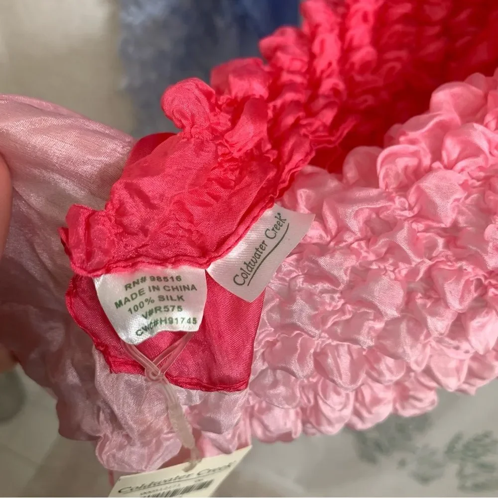 Coldwater Creek 100% Silk Set of 2 Gradient Ombré Bubble Crinkle Scarves